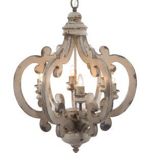 Elegant Wood and Metal Chandelier | 20.5" x 18" x 24" | Fantastic Decor